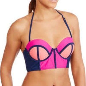 Marilyn Monroe Color Block Lace Up Bustier Bikini
